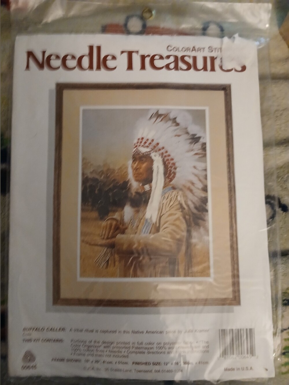 Vintage Needle Treasures Buffalo Caller Embroidery Kit By Julie Kramer 16" X 20"